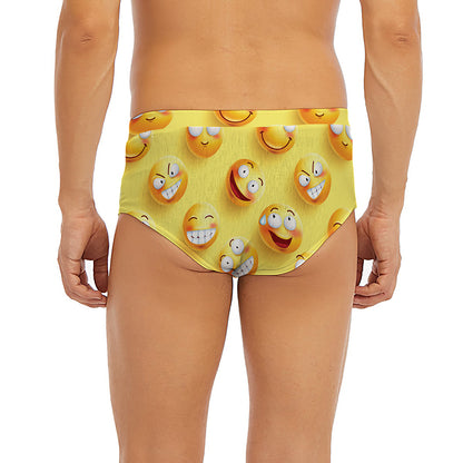 Crazy Emoji Pattern Print Men's Briefs