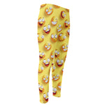 Crazy Emoji Pattern Print Men's Compression Pants