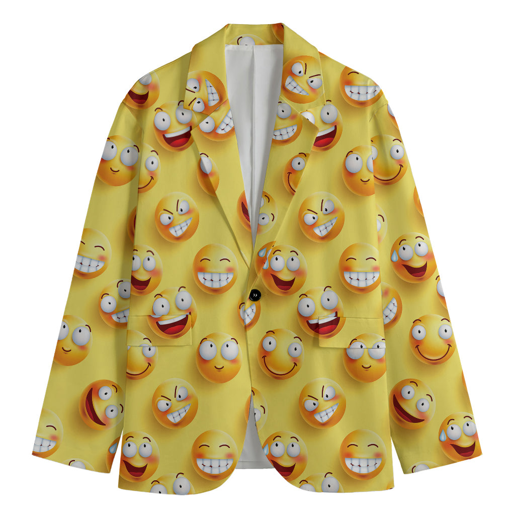 Crazy Emoji Pattern Print Men's Cotton Blazer