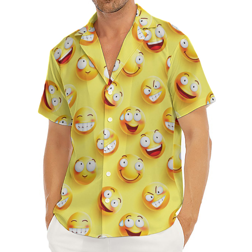 Crazy Emoji Pattern Print Men's Deep V-Neck Shirt