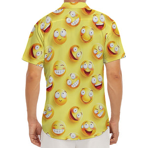 Crazy Emoji Pattern Print Men's Deep V-Neck Shirt