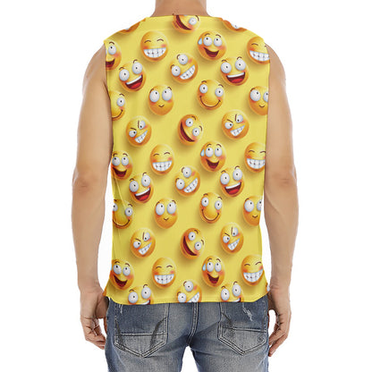 Crazy Emoji Pattern Print Men's Fitness Tank Top