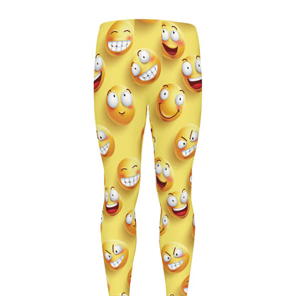 Crazy Emoji Pattern Print Men's leggings