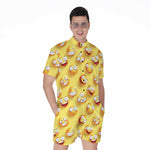 Crazy Emoji Pattern Print Men's Rompers