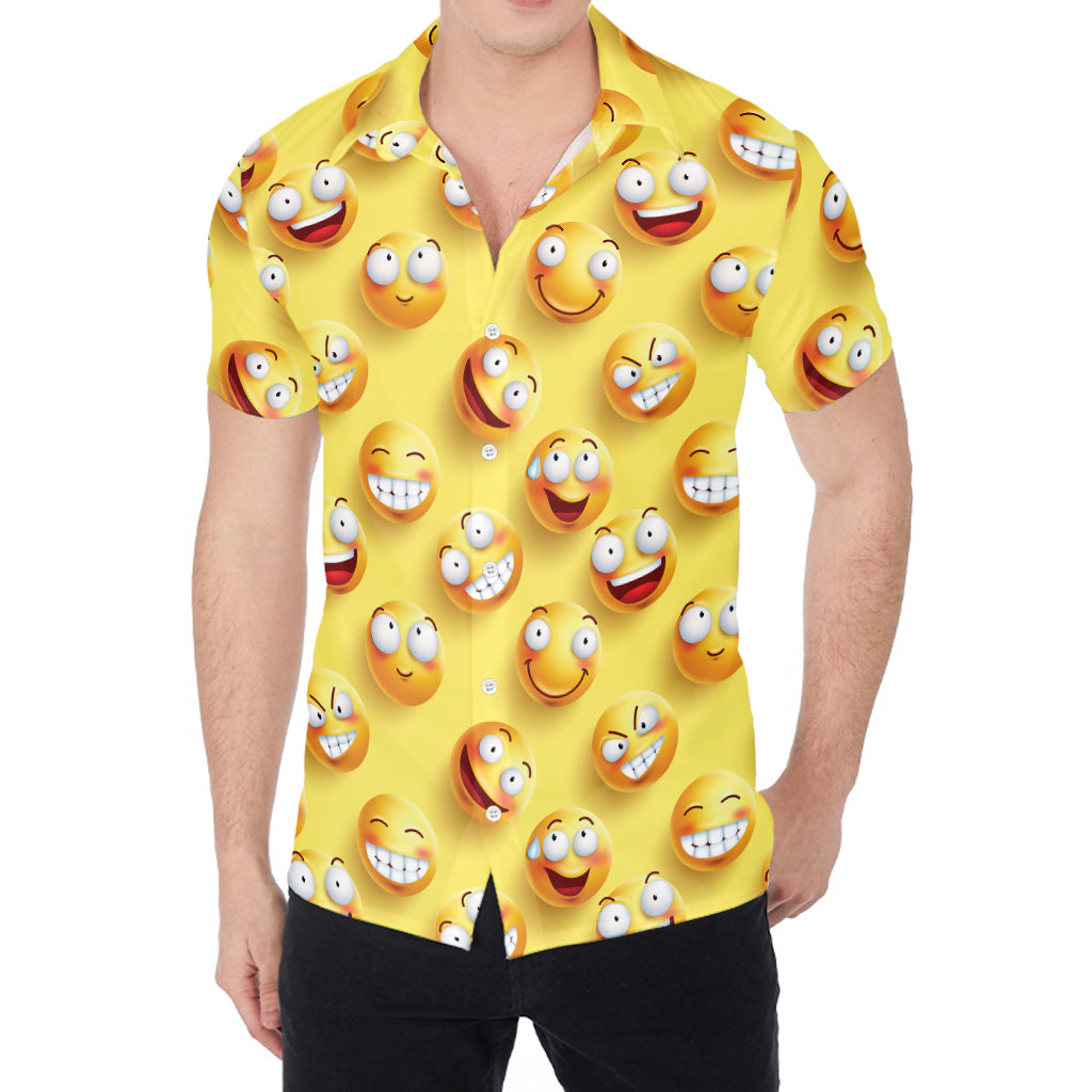 Crazy Emoji Pattern Print Men's Shirt