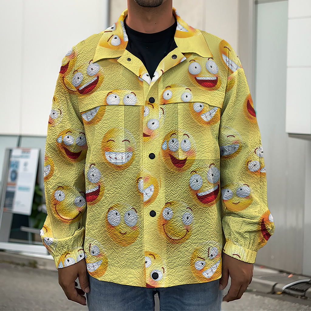 Crazy Emoji Pattern Print Men's Shirt Jacket