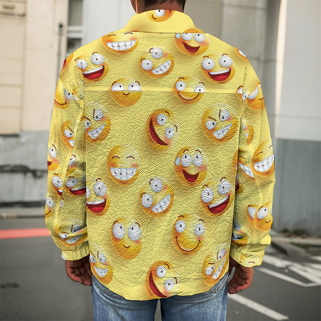 Crazy Emoji Pattern Print Men's Shirt Jacket