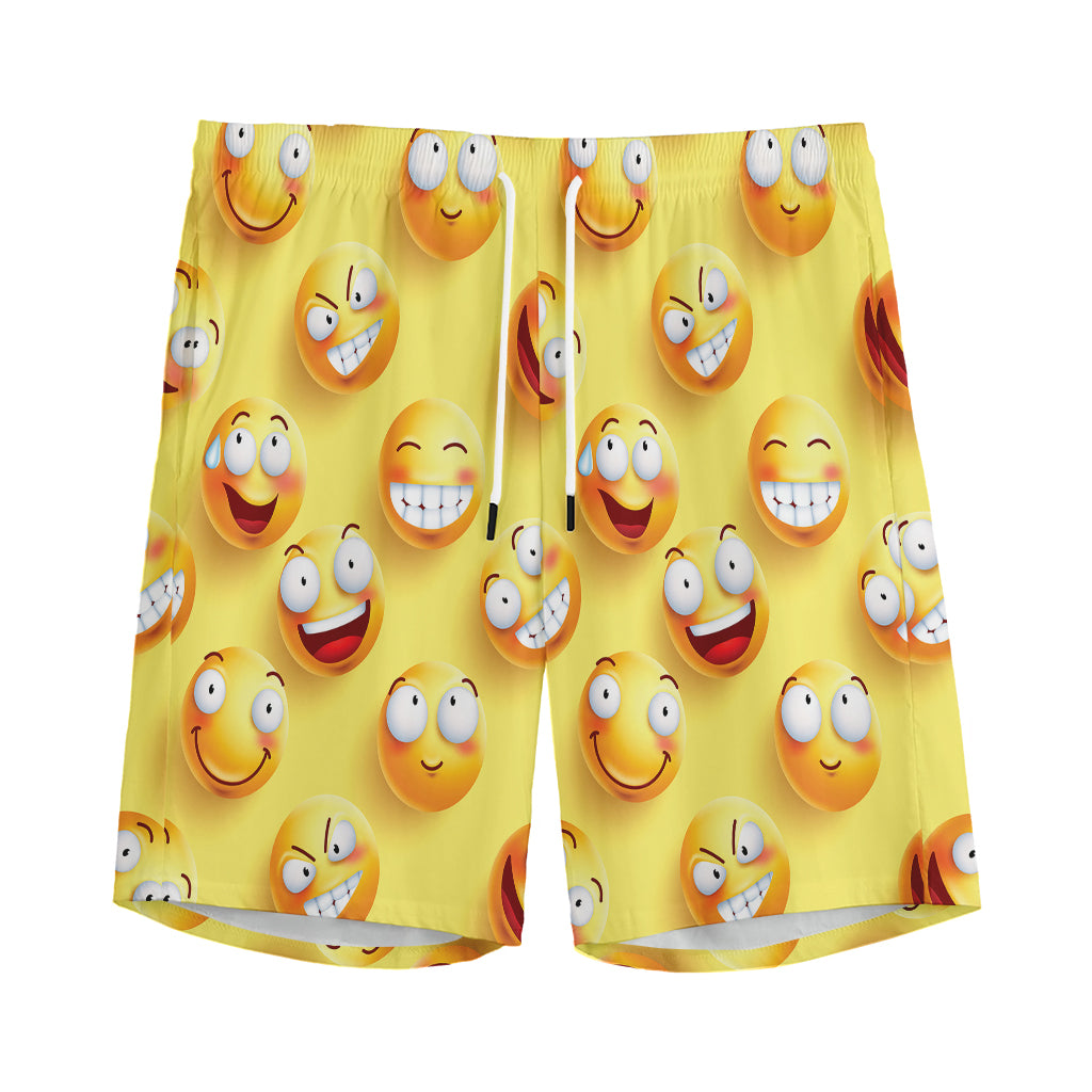 Crazy Emoji Pattern Print Men's Sports Shorts