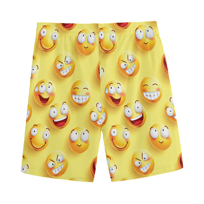 Crazy Emoji Pattern Print Men's Sports Shorts