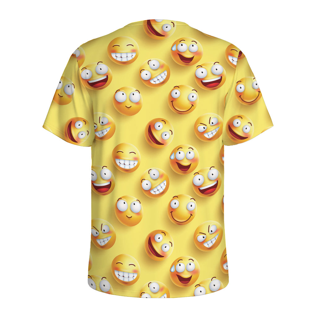 Crazy Emoji Pattern Print Men's Sports T-Shirt