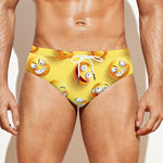 Crazy Emoji Pattern Print Men's Swim Briefs
