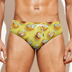 Crazy Emoji Pattern Print Men's Swim Briefs