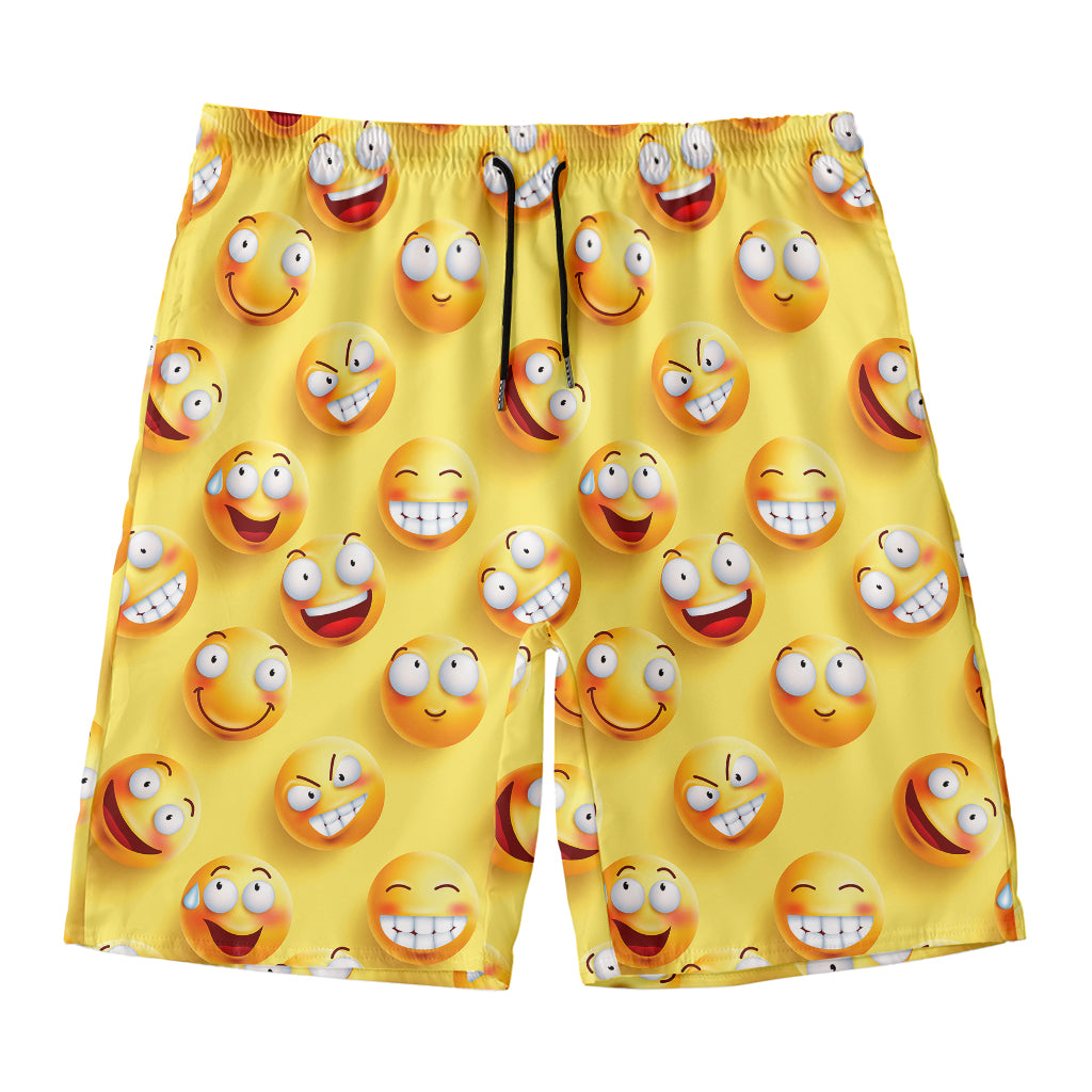 Crazy Emoji Pattern Print Men's Swim Trunks