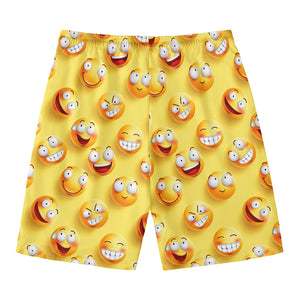 Crazy Emoji Pattern Print Men's Swim Trunks