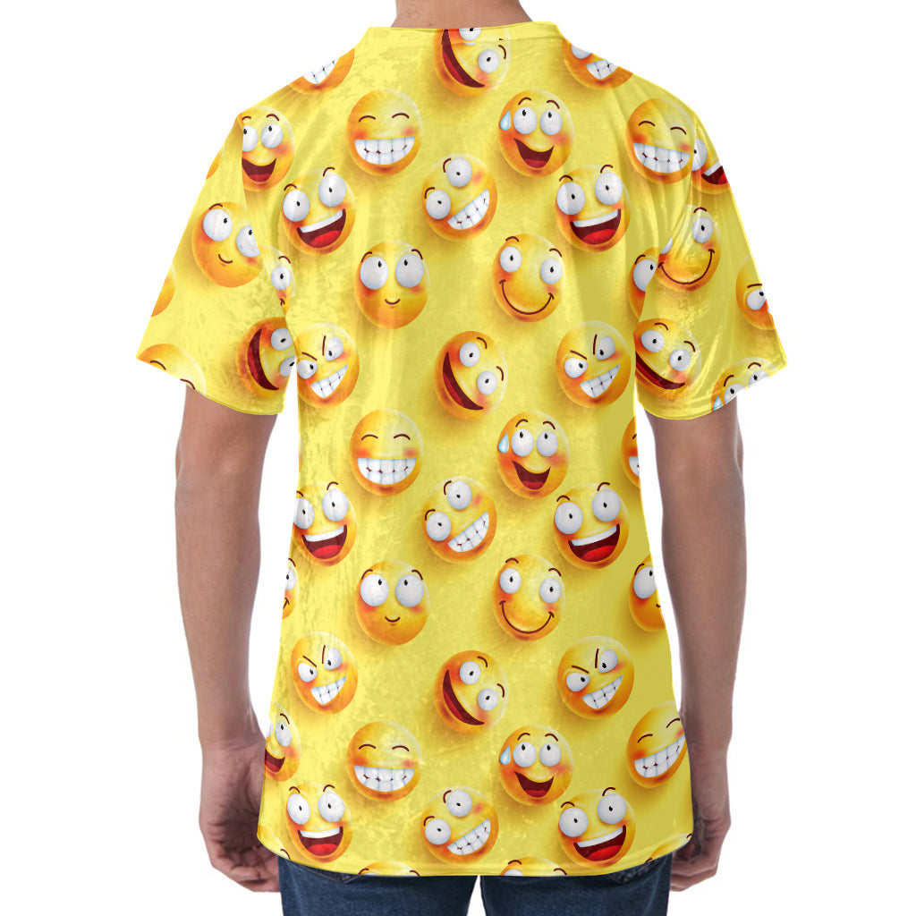 Crazy Emoji Pattern Print Men's Velvet T-Shirt