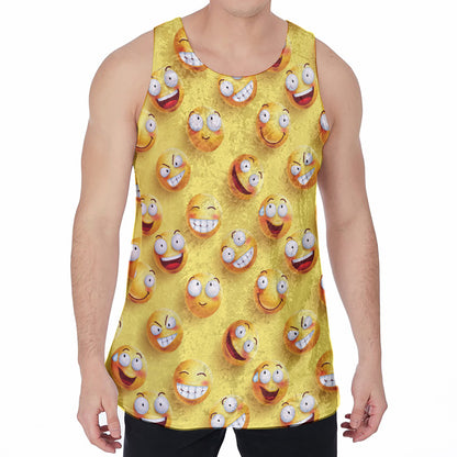 Crazy Emoji Pattern Print Men's Velvet Tank Top
