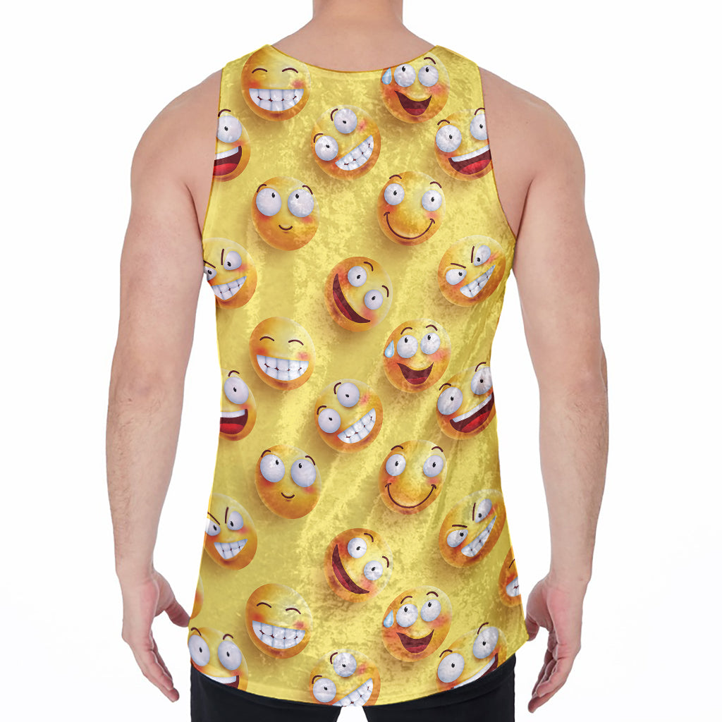 Crazy Emoji Pattern Print Men's Velvet Tank Top