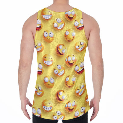 Crazy Emoji Pattern Print Men's Velvet Tank Top