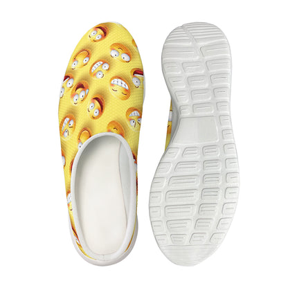 Crazy Emoji Pattern Print Mesh Casual Shoes