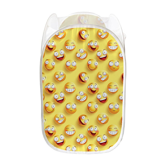 Crazy Emoji Pattern Print Mesh Laundry Hamper