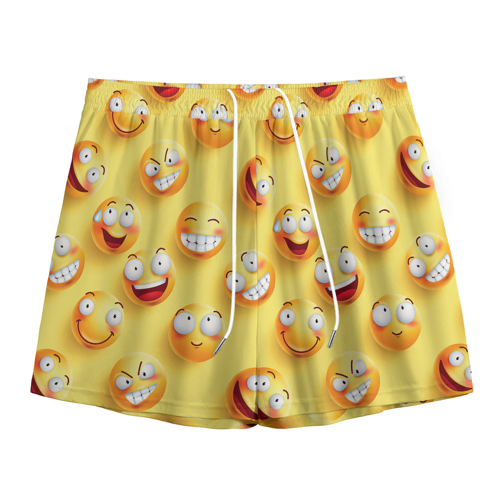 Crazy Emoji Pattern Print Mesh Shorts