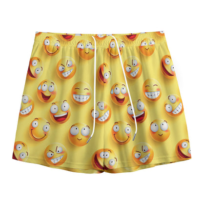 Crazy Emoji Pattern Print Mesh Shorts