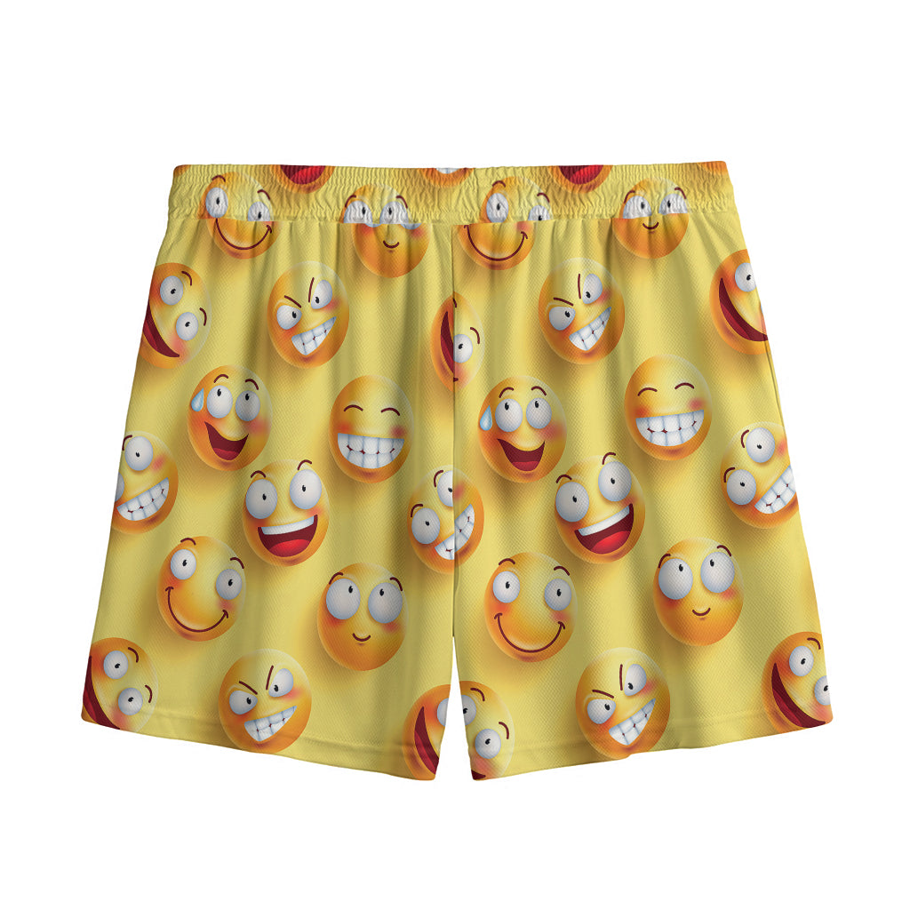 Crazy Emoji Pattern Print Mesh Shorts