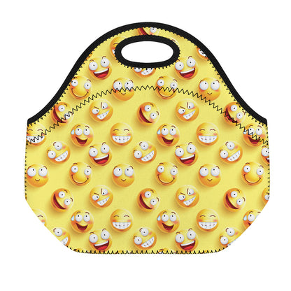 Crazy Emoji Pattern Print Neoprene Lunch Bag