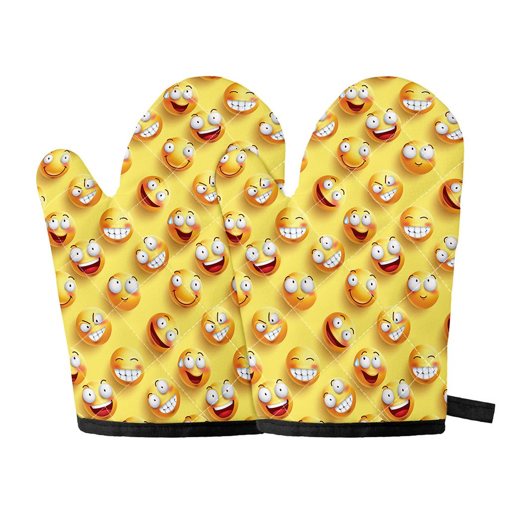 Crazy Emoji Pattern Print Oven Mitts