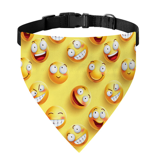 Crazy Emoji Pattern Print Over The Collar Dog Bandana