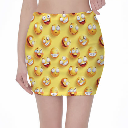 Crazy Emoji Pattern Print Pencil Mini Skirt