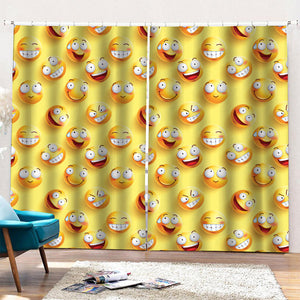 Crazy Emoji Pattern Print Pencil Pleat Curtains