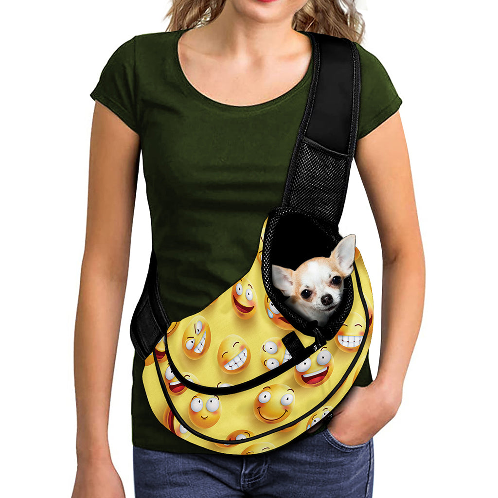 Crazy Emoji Pattern Print Pet Sling Carrier