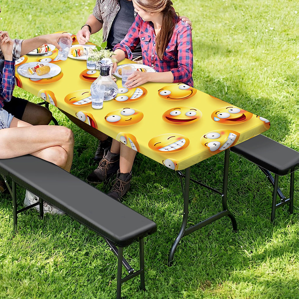 Crazy Emoji Pattern Print Picnic Table Cover