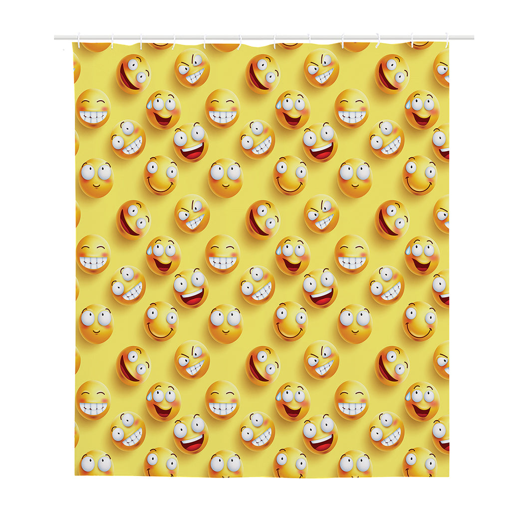 Crazy Emoji Pattern Print Polyester Shower Curtain