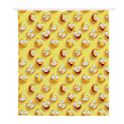 Crazy Emoji Pattern Print Polyester Shower Curtain