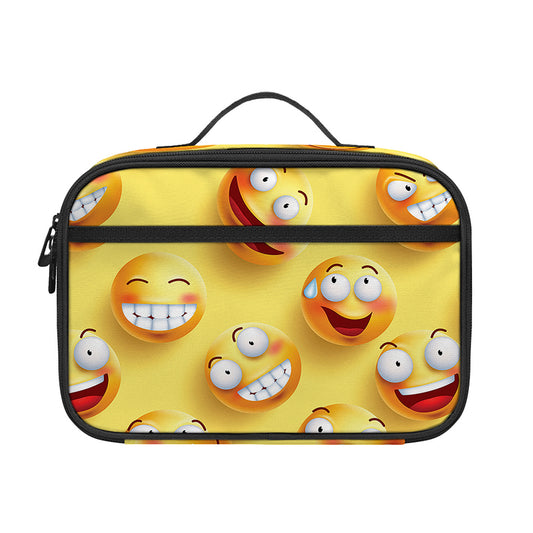 Crazy Emoji Pattern Print Portable Lunch Bag
