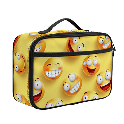 Crazy Emoji Pattern Print Portable Lunch Bag