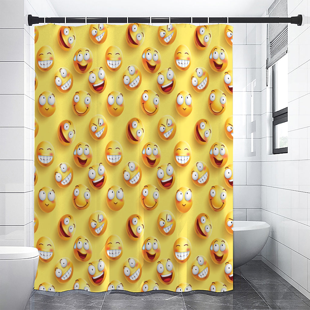 Crazy Emoji Pattern Print Premium Shower Curtain