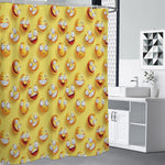 Crazy Emoji Pattern Print Premium Shower Curtain