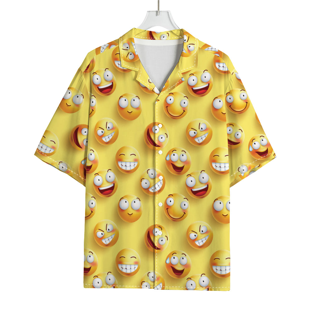 Crazy Emoji Pattern Print Rayon Hawaiian Shirt