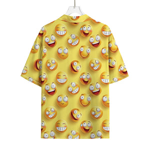 Crazy Emoji Pattern Print Rayon Hawaiian Shirt