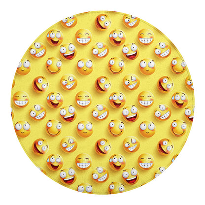 Crazy Emoji Pattern Print Round Blanket