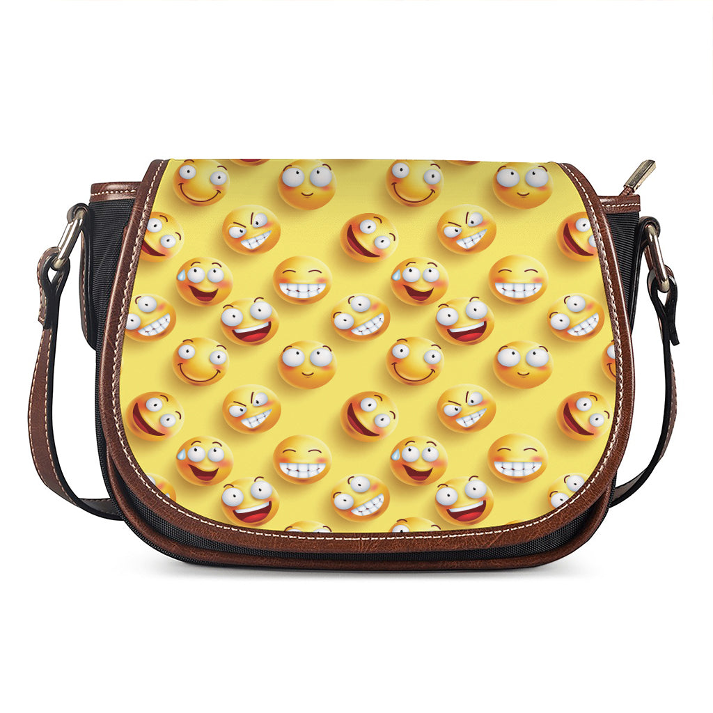 Crazy Emoji Pattern Print Saddle Bag