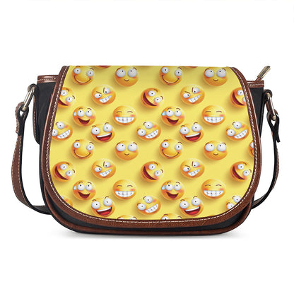 Crazy Emoji Pattern Print Saddle Bag