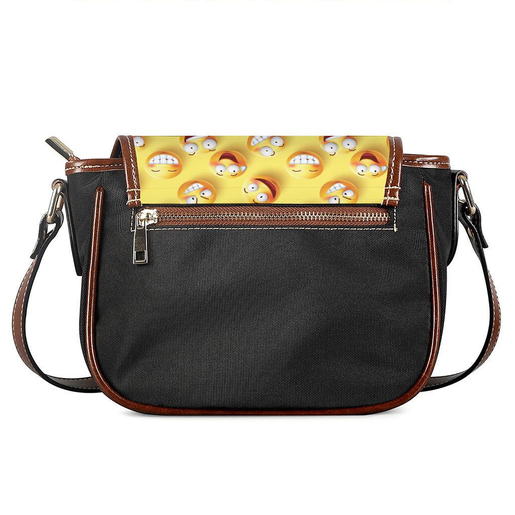 Crazy Emoji Pattern Print Saddle Bag
