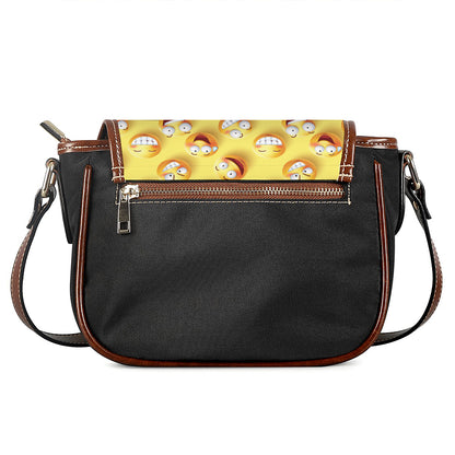 Crazy Emoji Pattern Print Saddle Bag