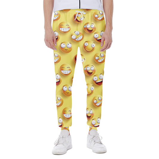 Crazy Emoji Pattern Print Scuba Joggers