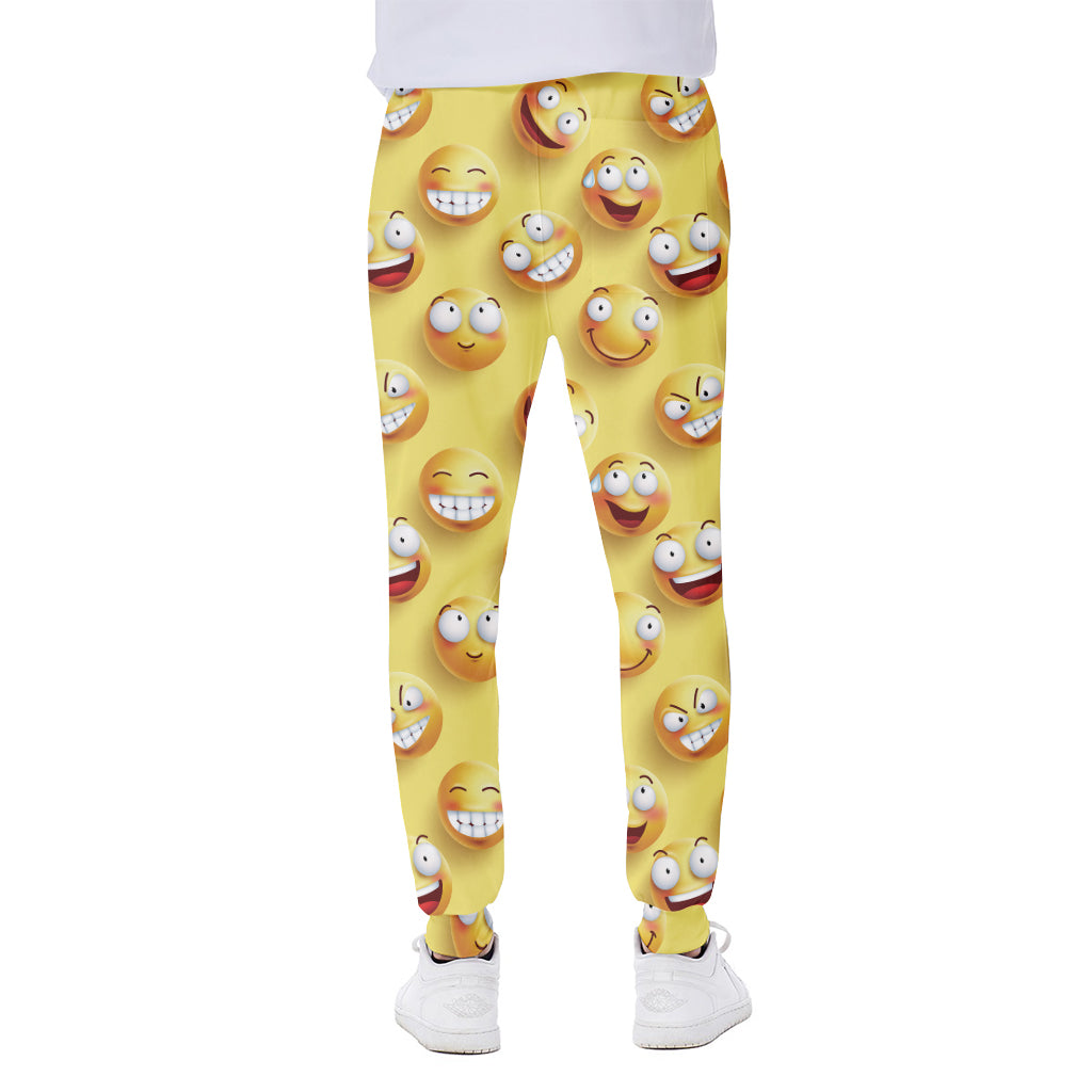 Crazy Emoji Pattern Print Scuba Joggers