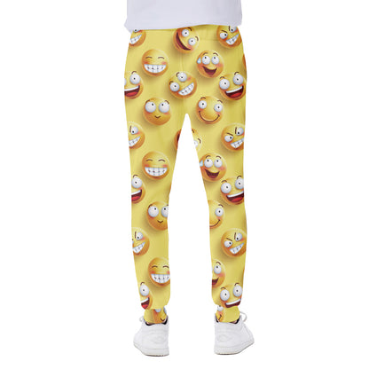 Crazy Emoji Pattern Print Scuba Joggers